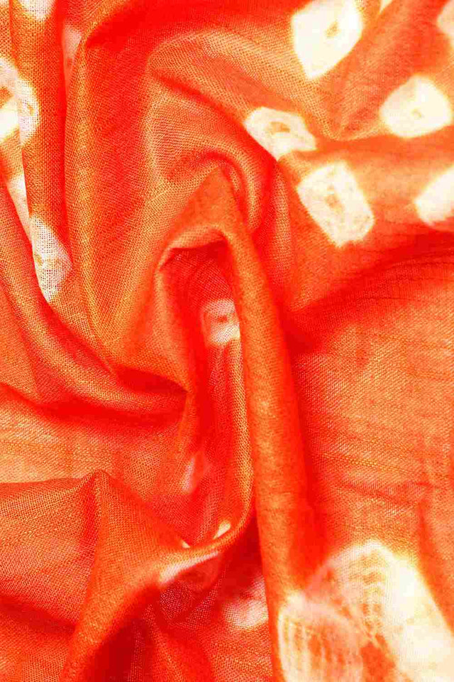 Orange Cotton Block Saree