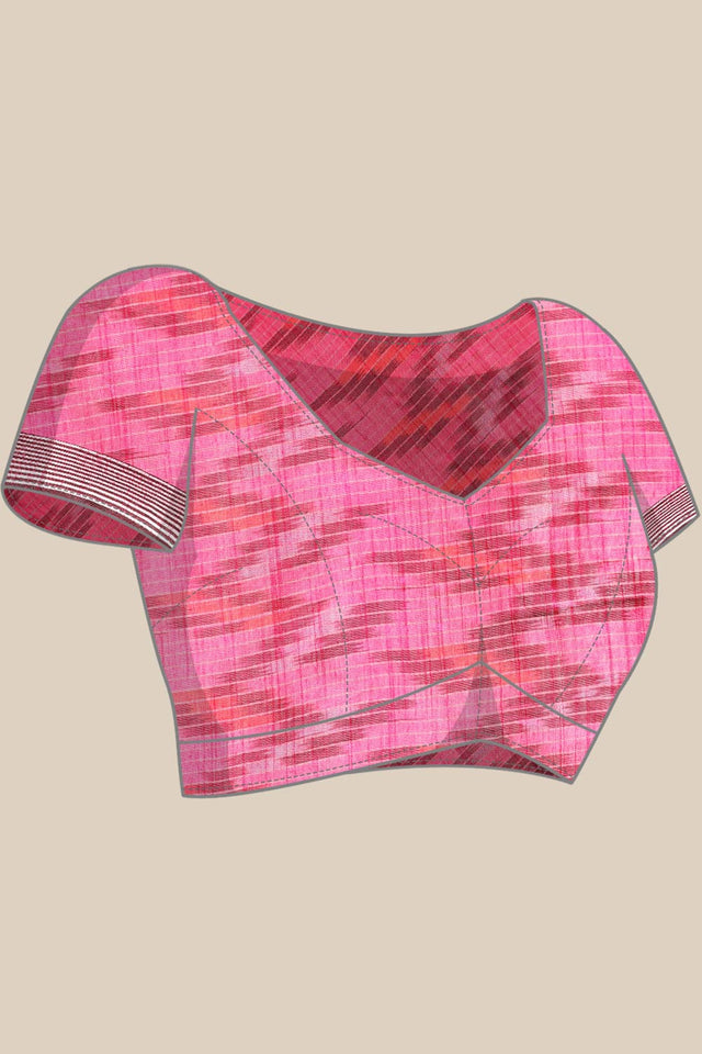 Orange Cotton Block Saree