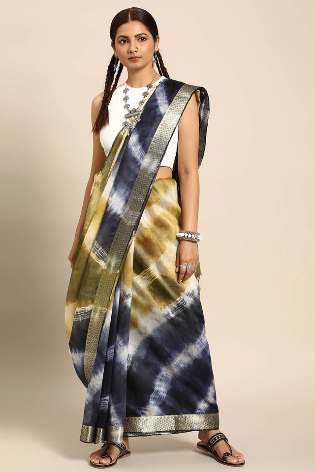 Green Silk Block Saree