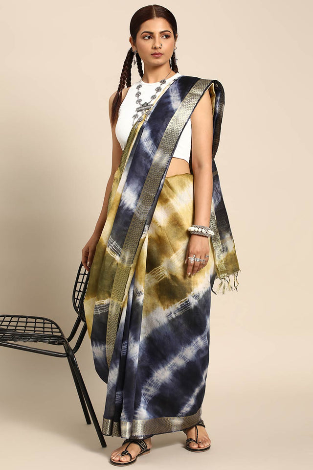 Green Silk Block Saree