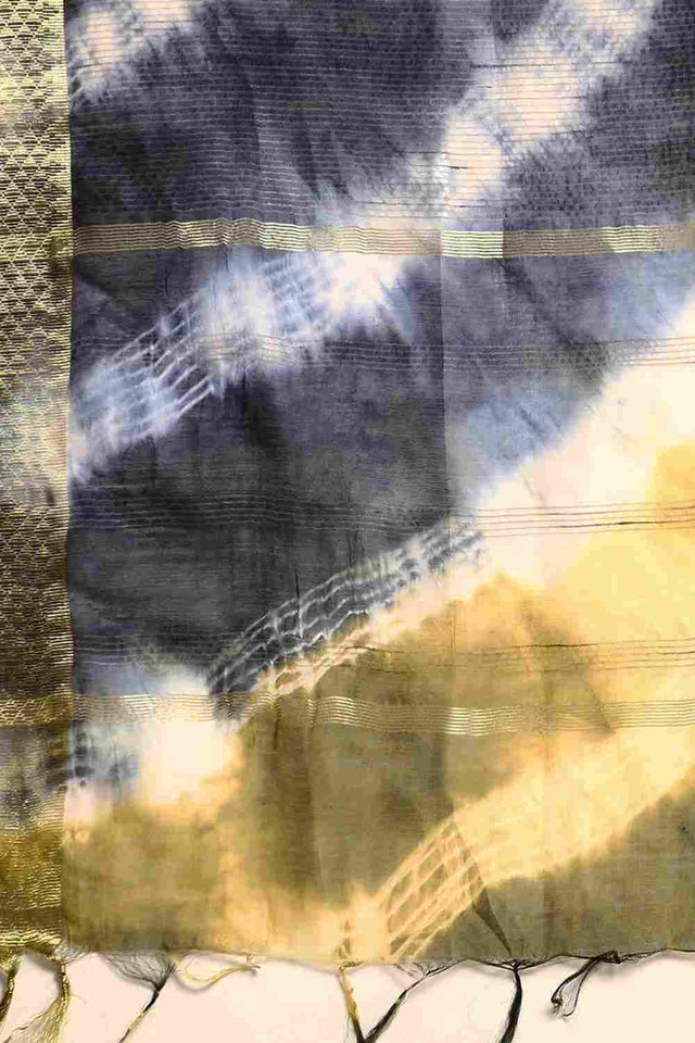 Green Silk Block Saree