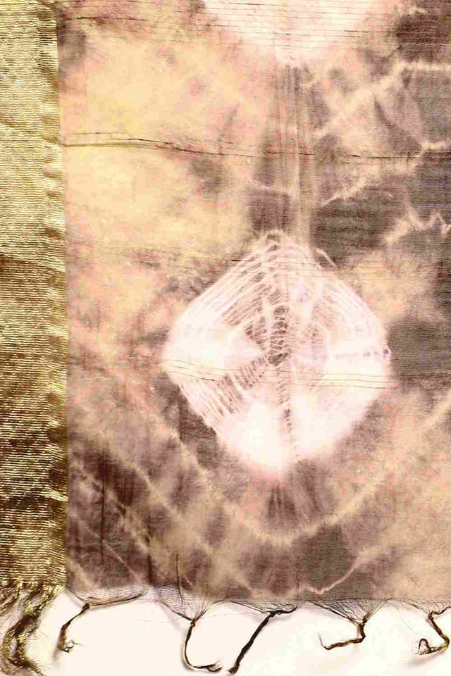 Brown Silk Block Saree