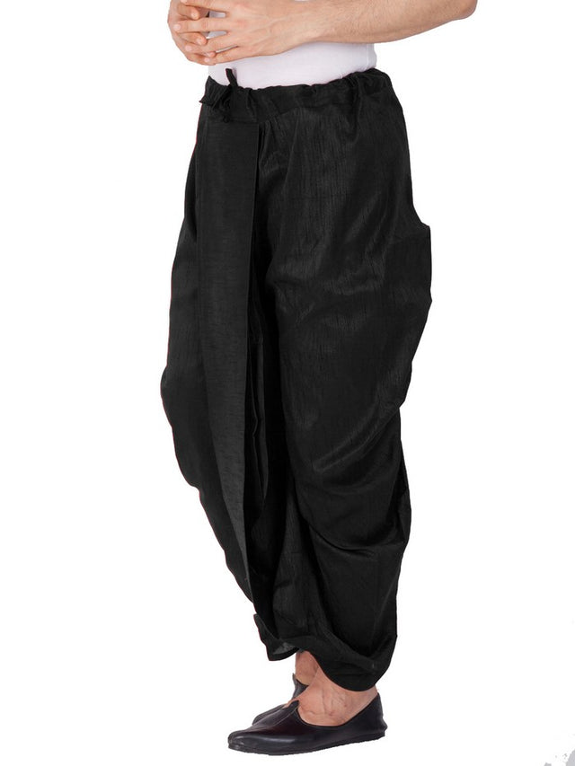 Men's Cotton Art Silk Solid Dhoti Pant In Black