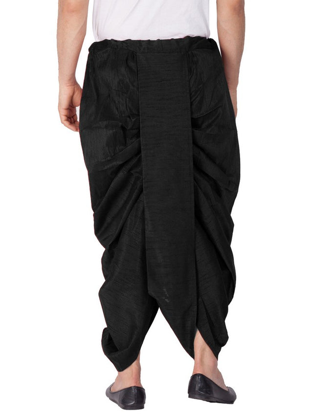Men's Cotton Art Silk Solid Dhoti Pant In Black