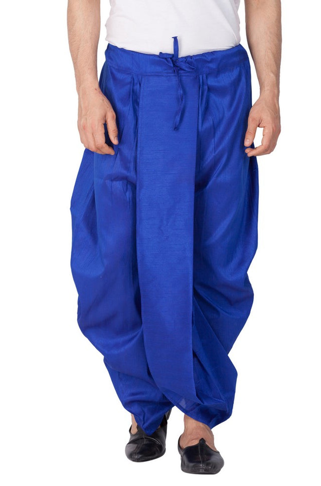 Men's Cotton Art Silk Solid Dhoti Pant In Blue