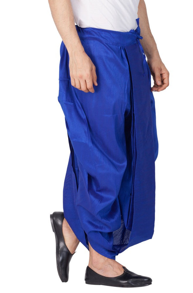 Men's Cotton Art Silk Solid Dhoti Pant In Blue