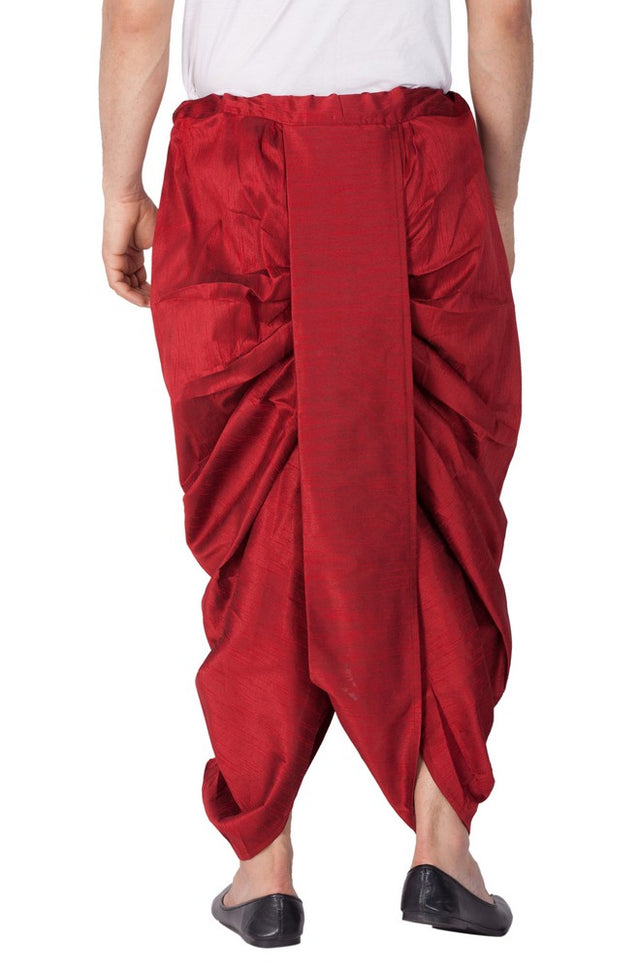 Men's Cotton Art Silk Solid Dhoti Pant In Maroon