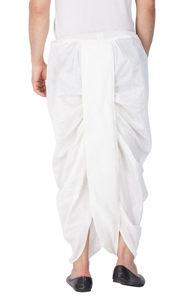 Men's Cotton Art Silk Solid Dhoti Pant In White