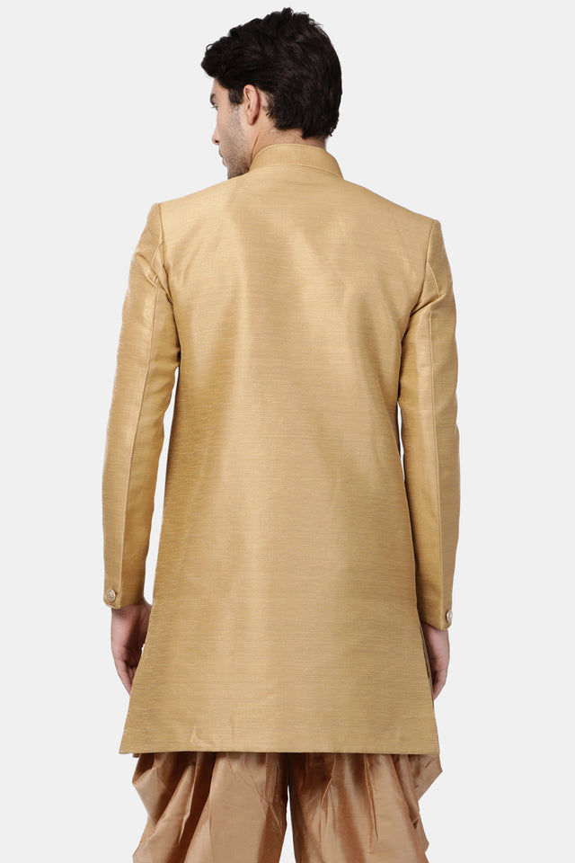 Men's Art Silk Sherwani In Beige
