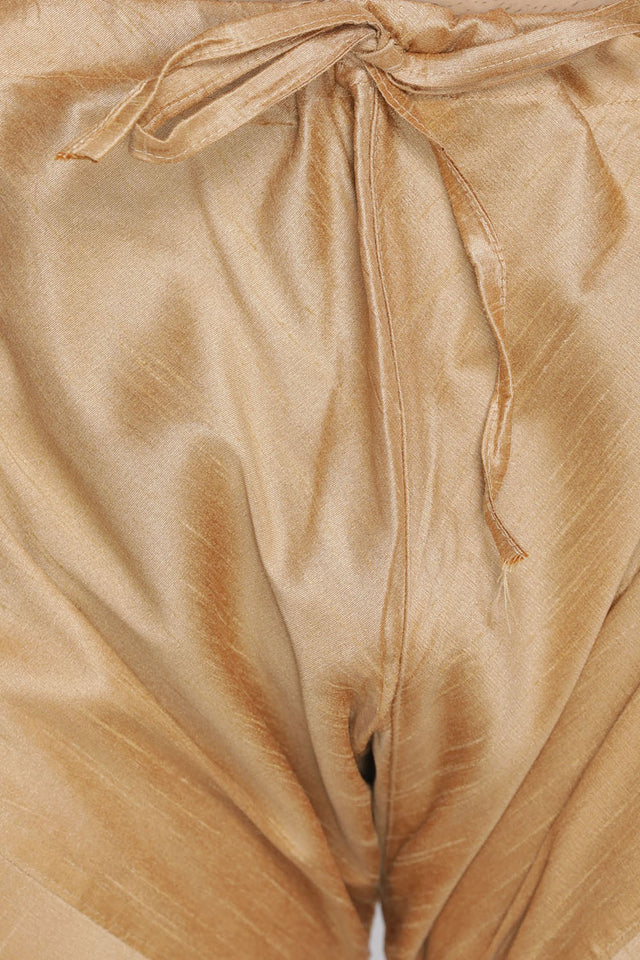 Men's Cotton Art Silk Kurta Set In Brown