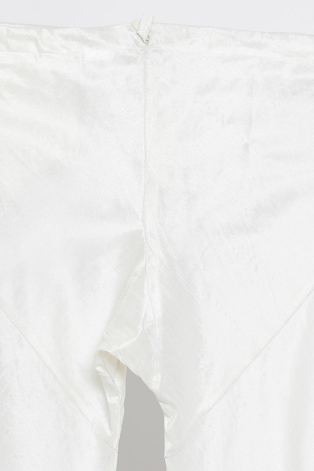 Men's Cotton Silk Jacket Kurta Pyjama Set in White