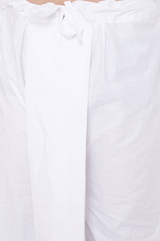 Shop Men's Blended Cotton White Kurta and Dhoti Set