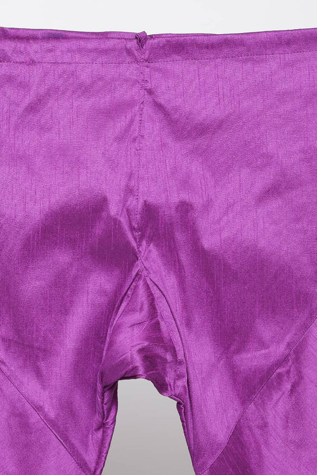 Men's Cotton Silk Kurta Pajama Set In Purple