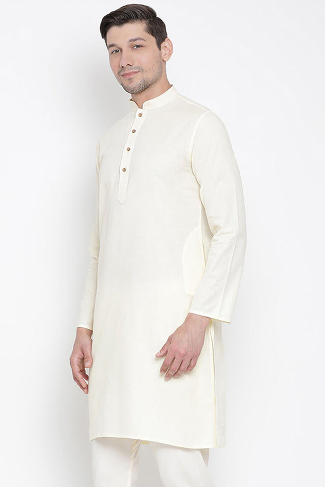 Men's Blended Cotton Kurta In White