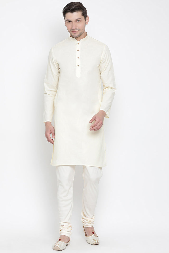 Men's Cotton Kurta Pajama Set In Beige