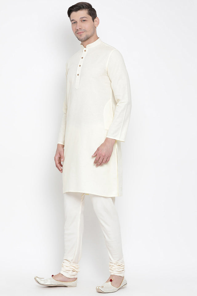 Men's Cotton Kurta Pajama Set In Beige