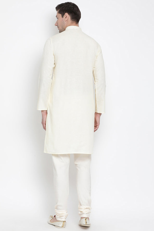 Men's Cotton Kurta Pajama Set In Beige
