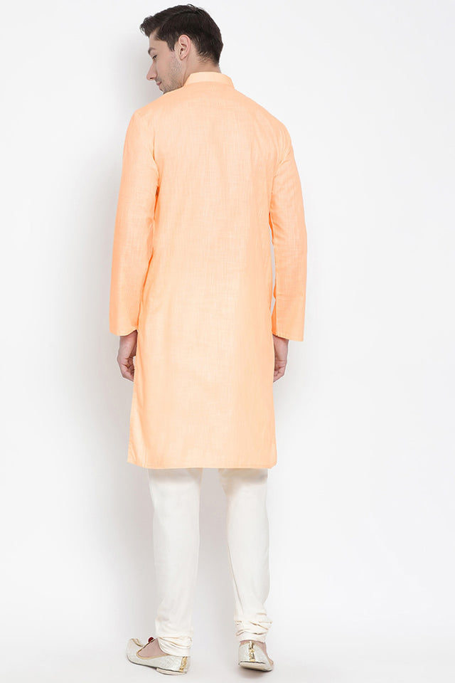 Men's Cotton Kurta Pajama Set In Fawn