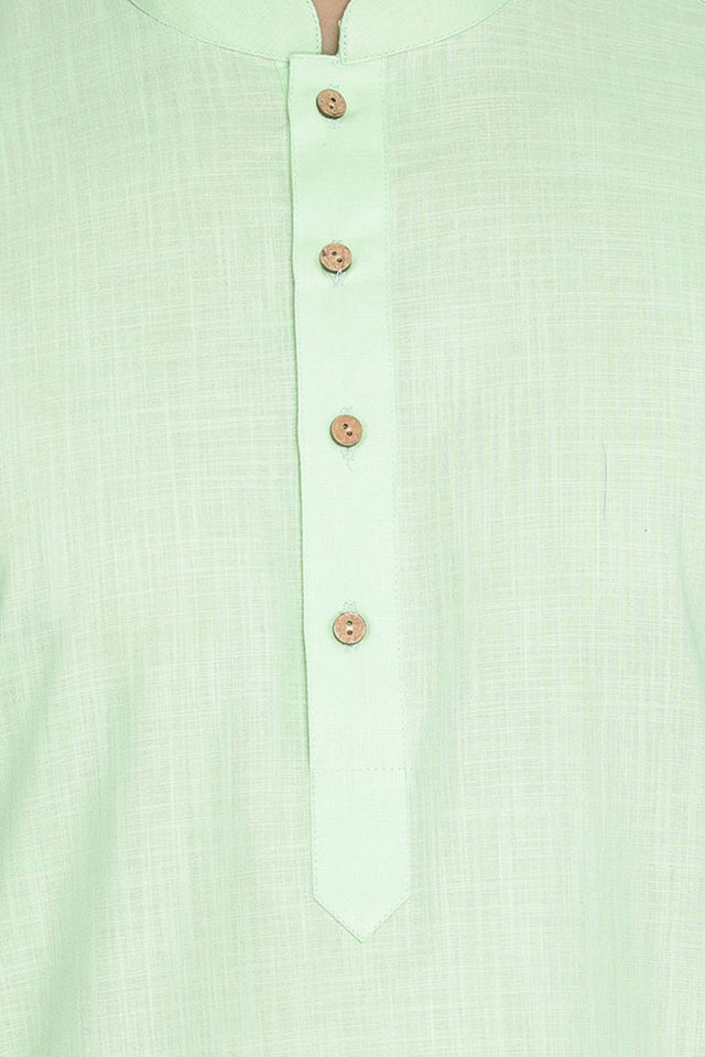 Men's Blended Cotton Kurta In Green