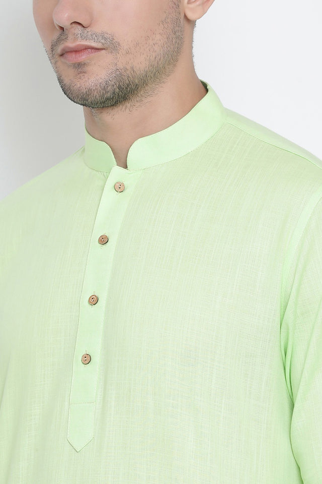 Men's Cotton Kurta Pajama Set In Mint Green
