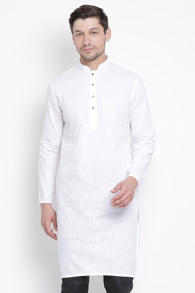 Men's Blended Cotton Kurta In White