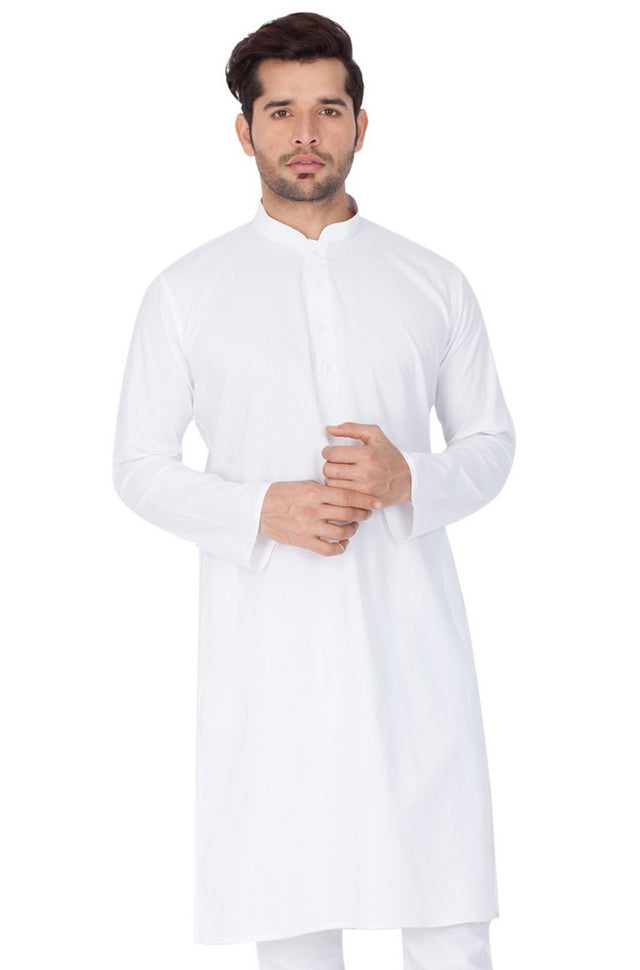 Men's Cotton Solid Kurta In White
