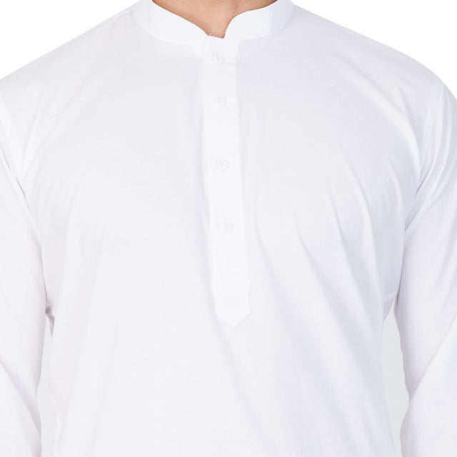 Men's Cotton Solid Kurta In White