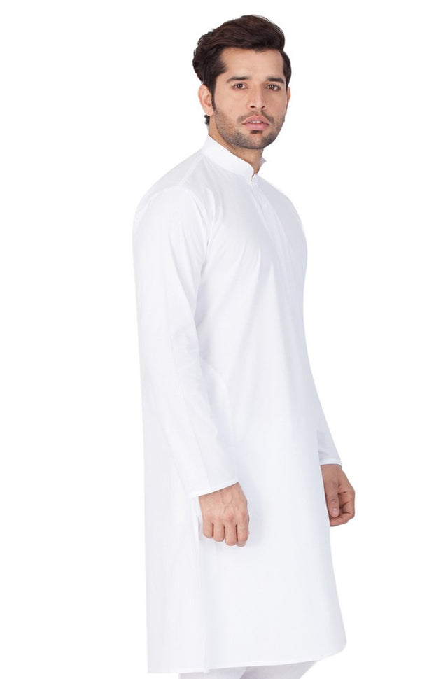 Men's Cotton Solid Kurta In White