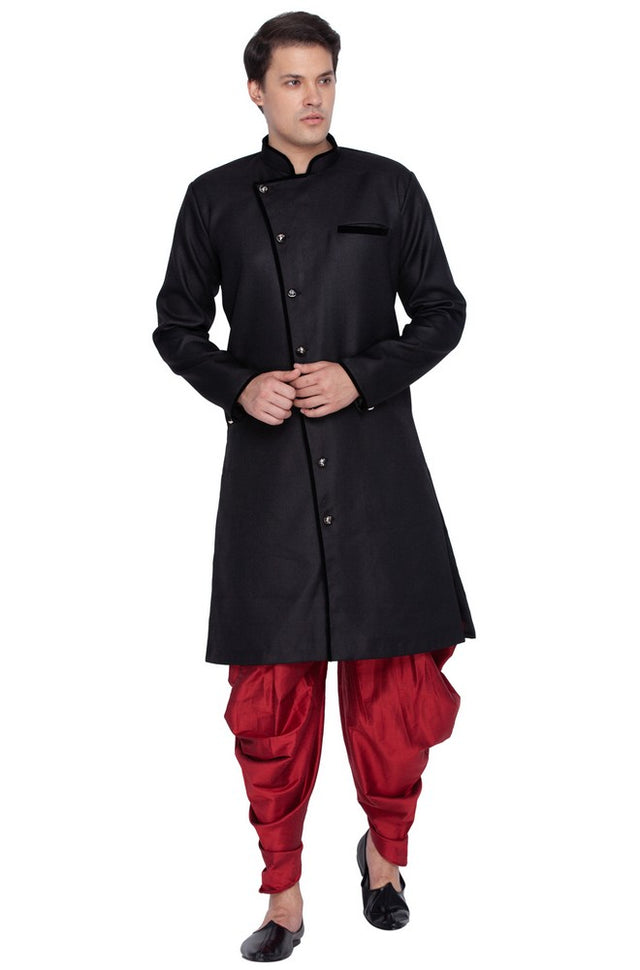Men's Cotton Blend Solid Sherwani Style Kurta