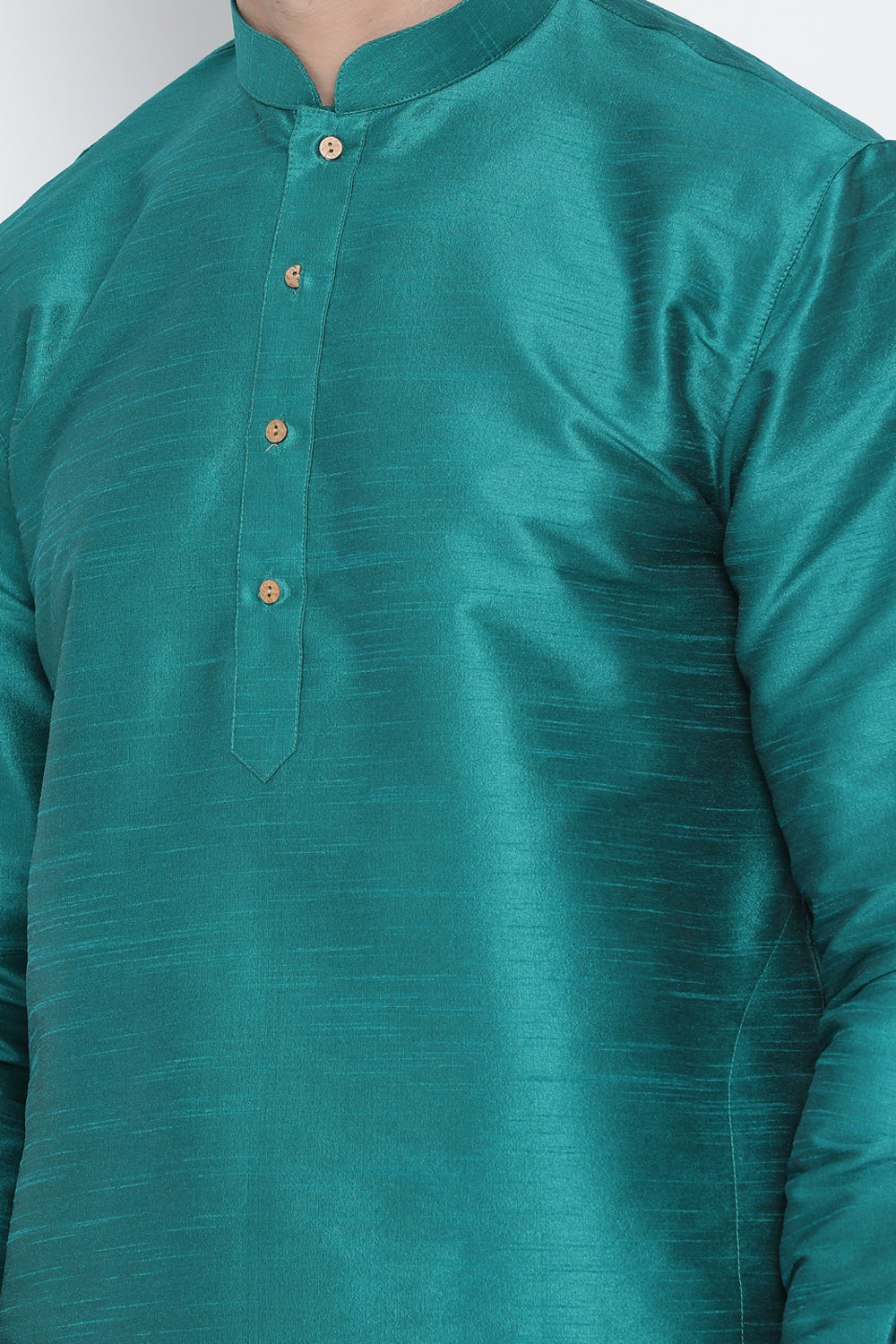 Men's Cotton Art Silk Kurta In Green