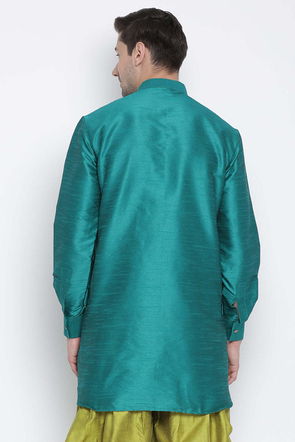 Men's Cotton Art Silk Kurta In Green