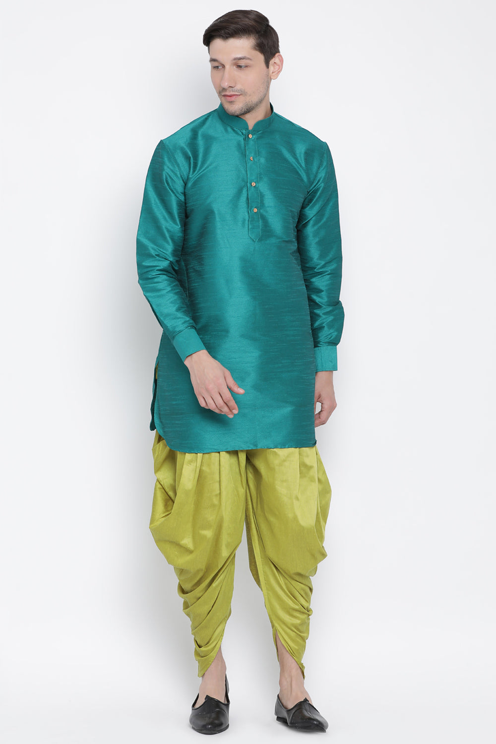 Men's Cotton Art Silk Kurta In Green