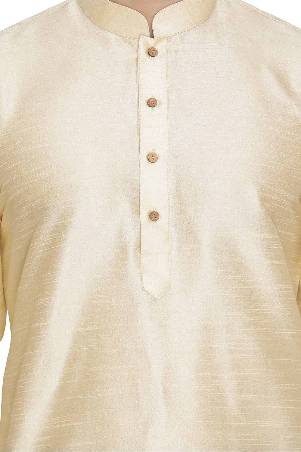 Men's Cotton Art Silk Kurta In Gold