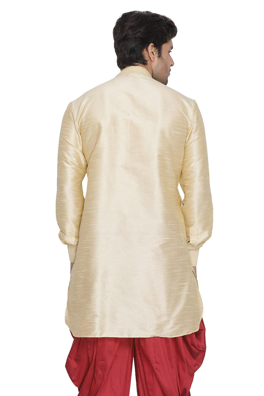 Men's Cotton Art Silk Kurta In Gold