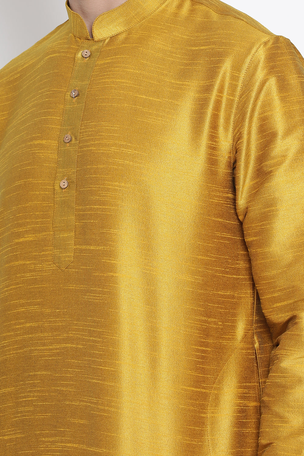Men's Cotton Art Silk Kurta In Yellow