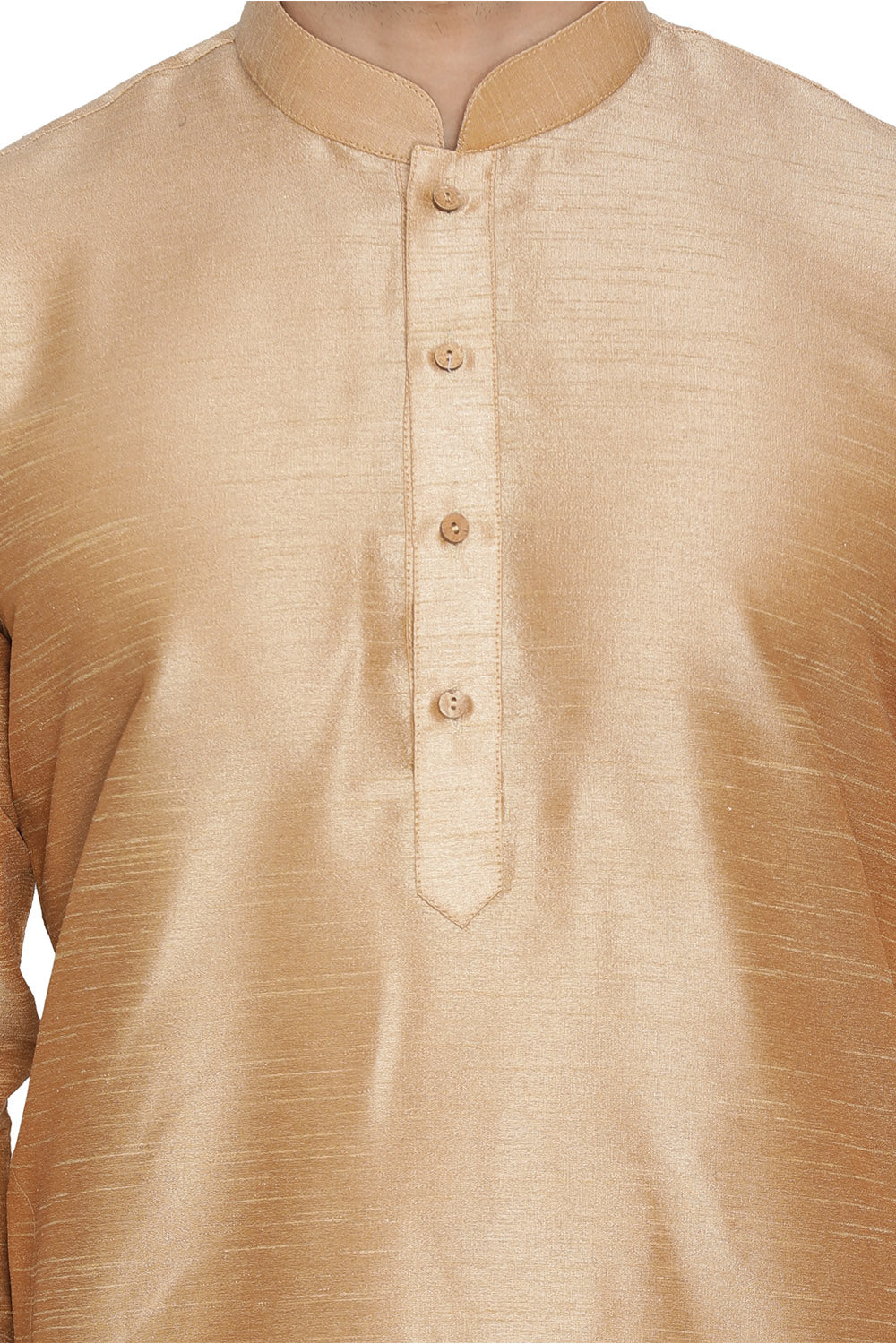Men's Cotton Art Silk Kurta In Gold