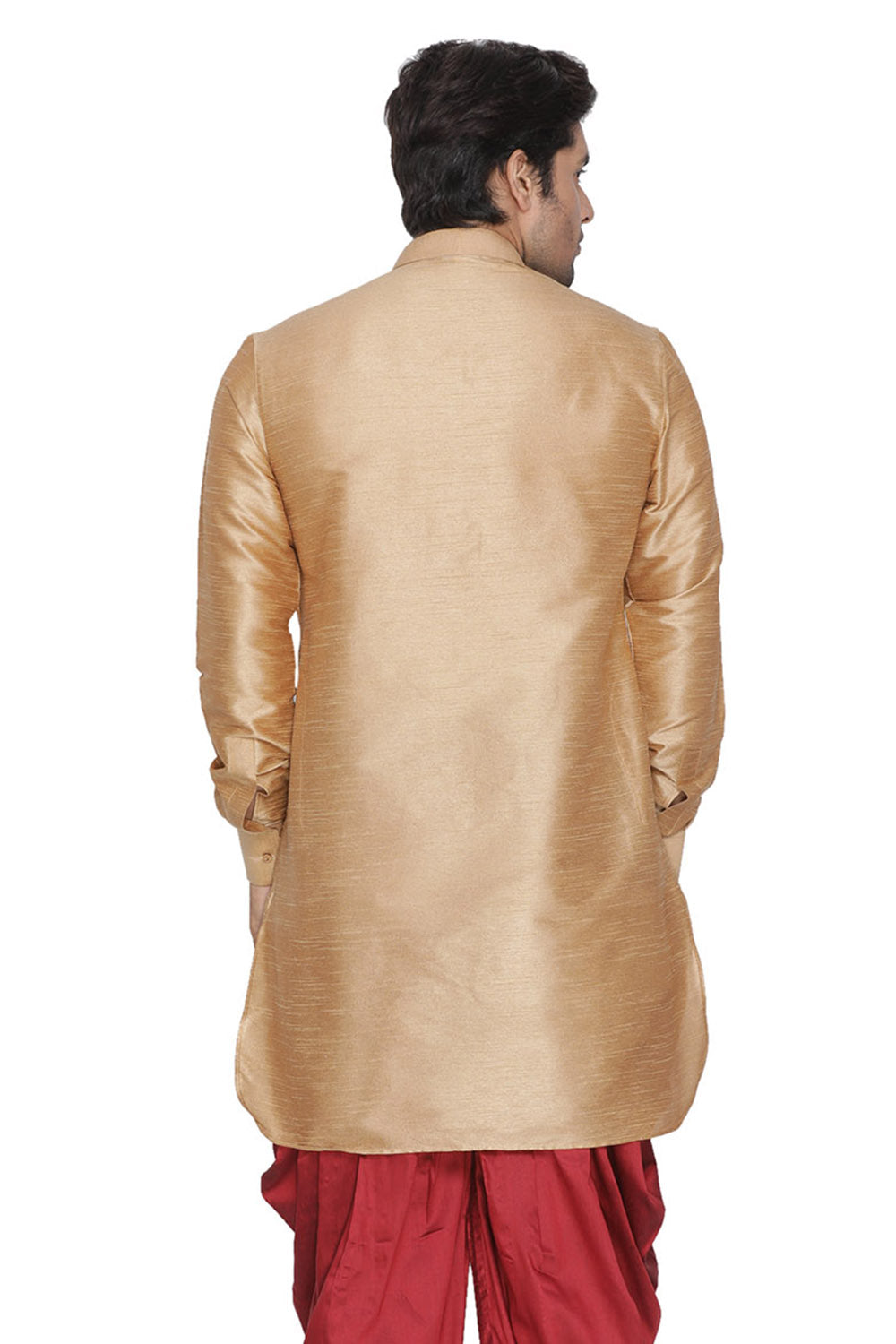 Men's Cotton Art Silk Kurta In Gold