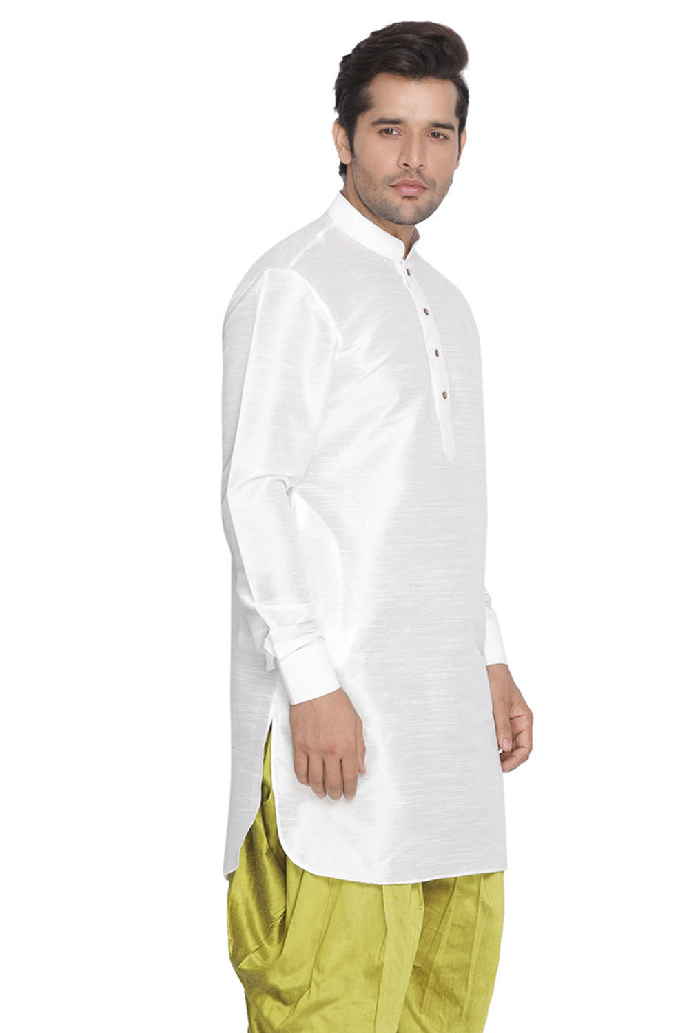 Men's Cotton Art Silk Kurta In White
