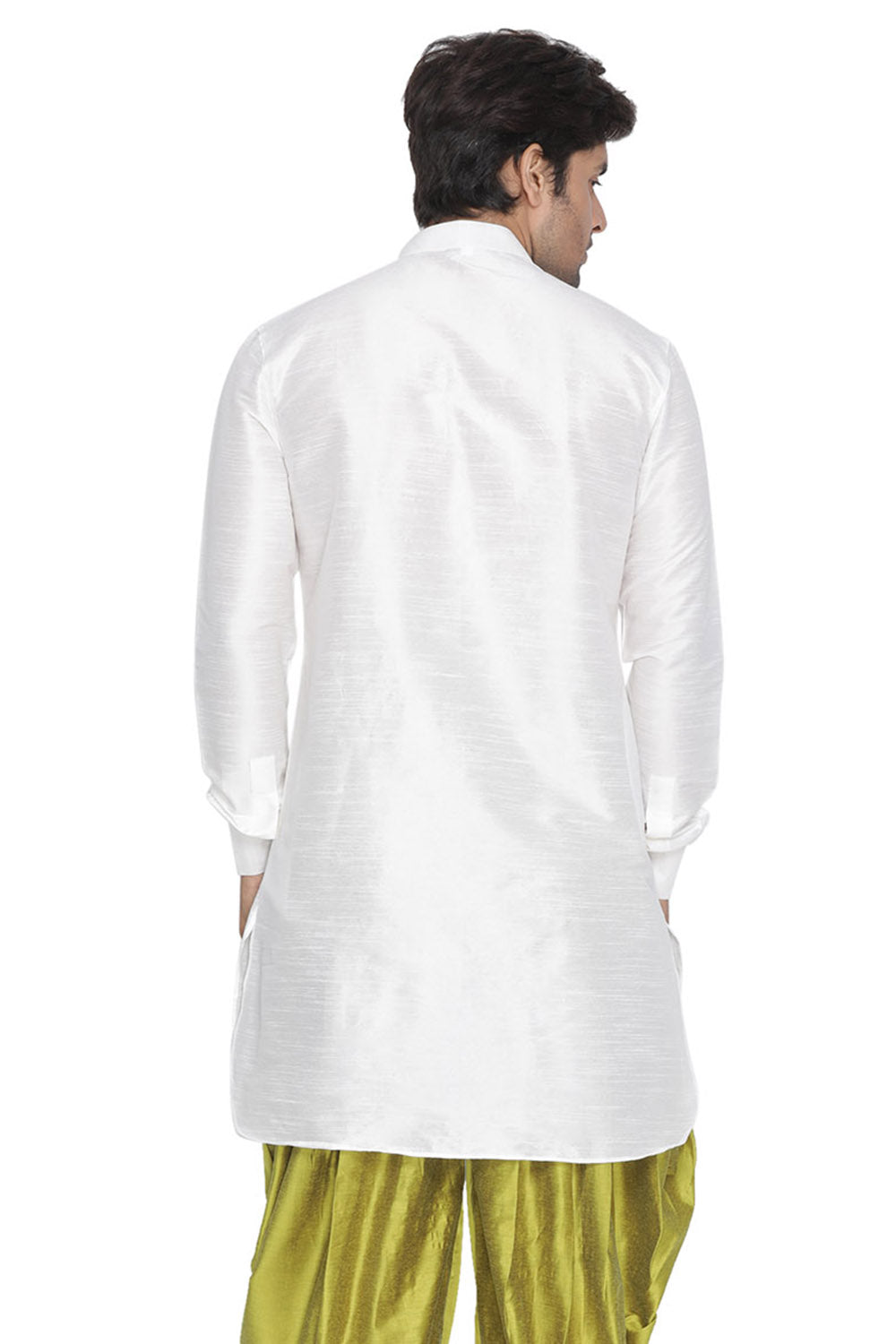 Men's Cotton Art Silk Kurta In White