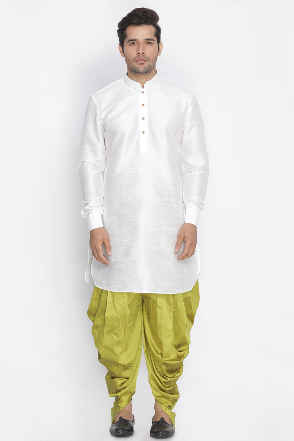 Men's Cotton Art Silk Kurta In White
