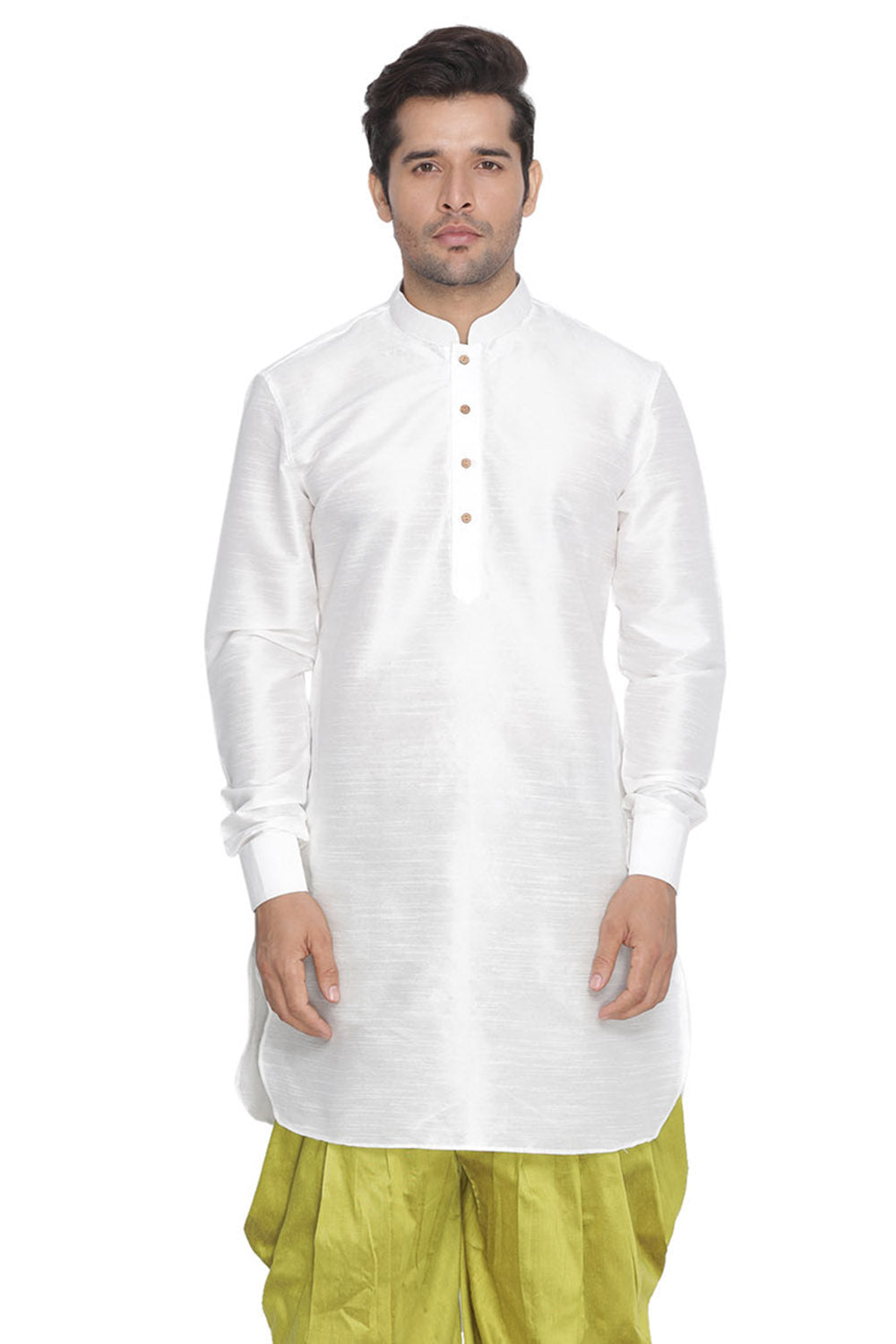 Men's Cotton Art Silk Kurta In White