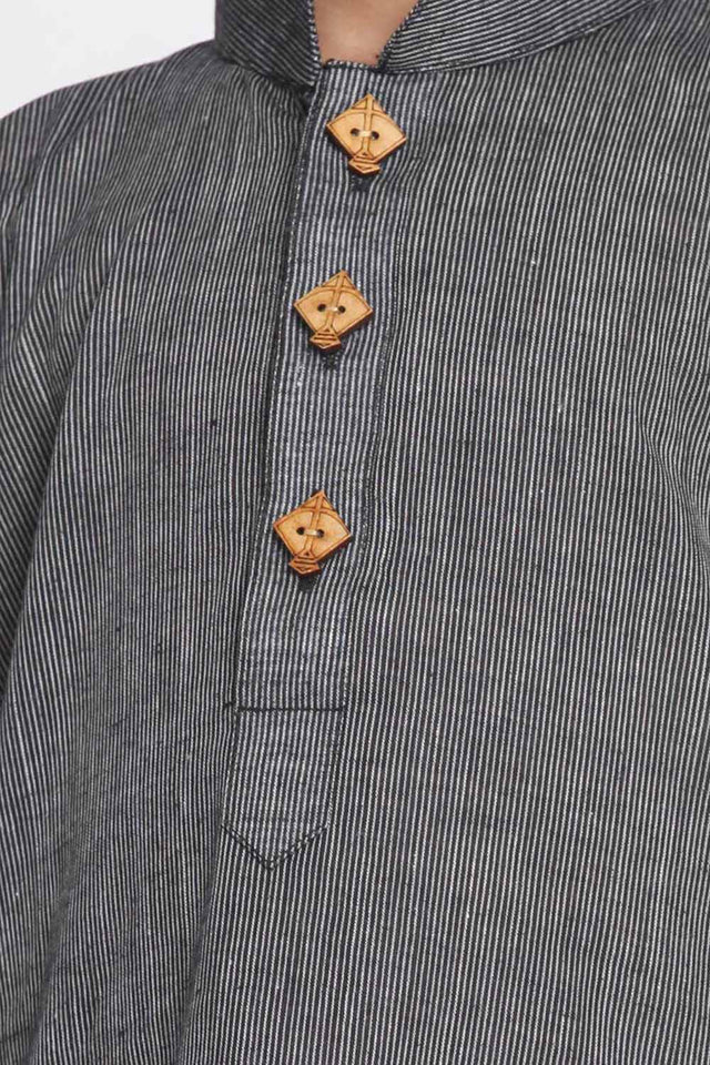 Boys Black And White Pure Cotton Kurta Pajama Set & Girls Cotton Kurta And Straight Pant Set