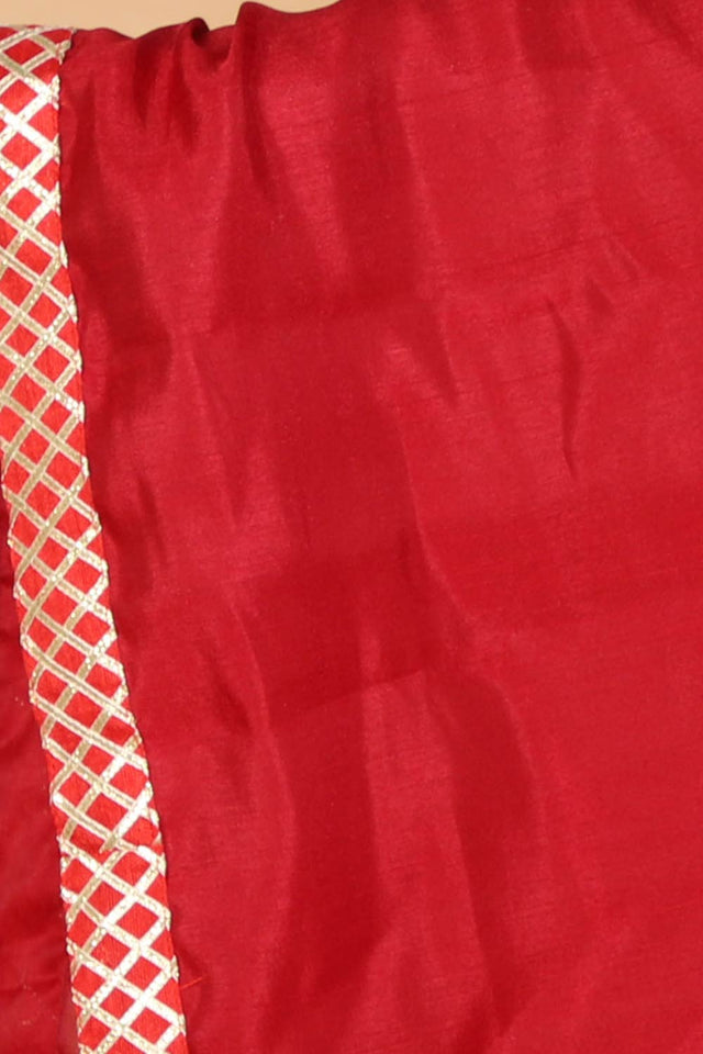 Boys Multicolor-Mustard And Cream Kurta Pajama Set & Girls Yellow And Maroon Anarkali And Dupatta Set