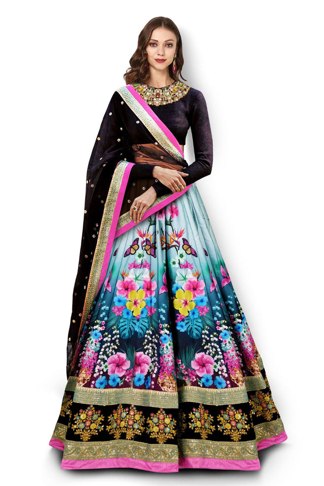 Art Silk Embroidered Lehenga Choli