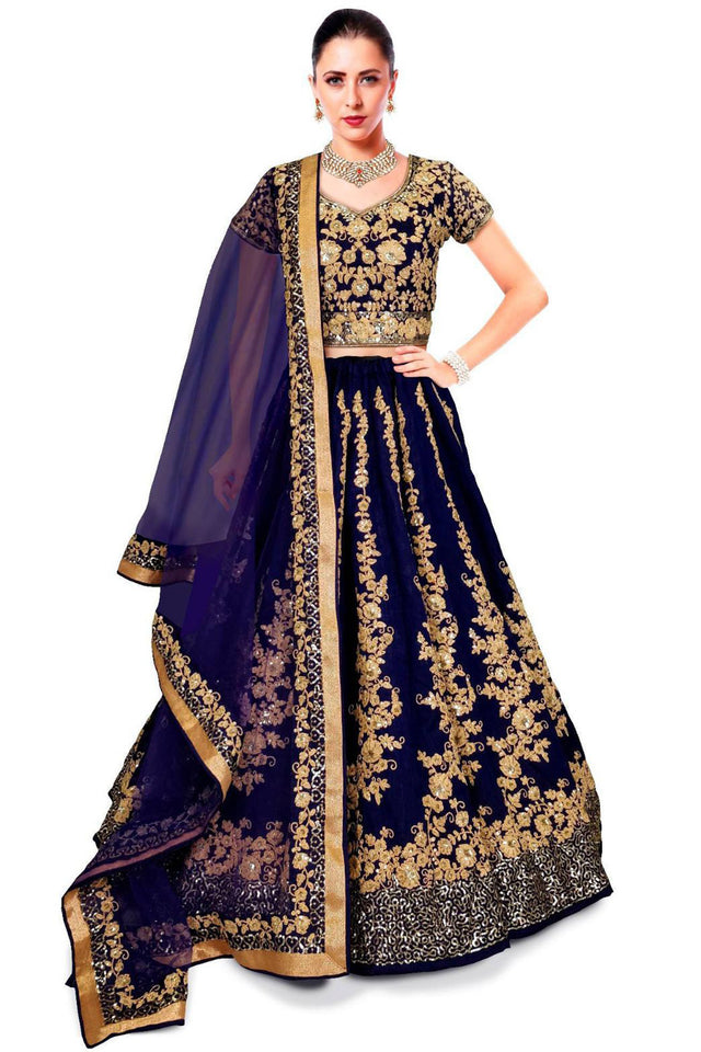 Art Silk Embroidered Lehenga Choli In Blue