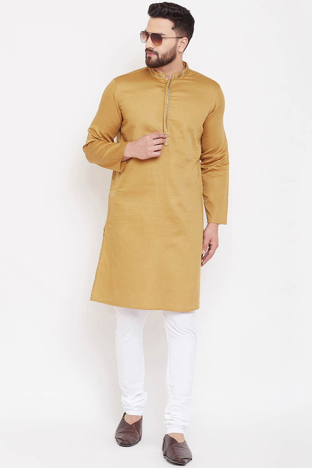 Shop Men's Solid Kurta in Beige