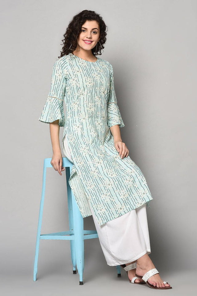 Shop Blended Cotton Stripes Kurti Online