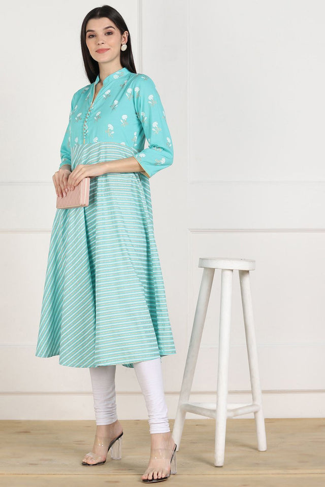 Buy Stripes Kurti in Blue