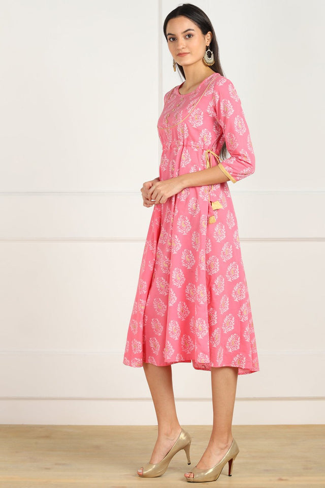 Buy Dress in Pink and Gold