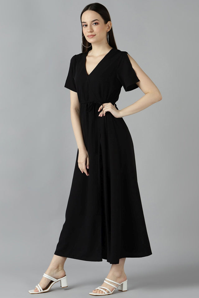 Shop Poly Crepe Solid Dress Online